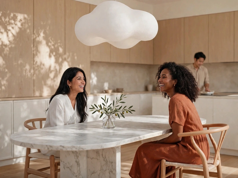 Custom furniture profiles in a modern dining and living space